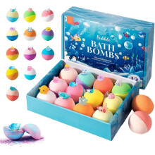 Bath Bombs with Toys Inside, 12 Pack Rainbow Natural Bath Bombs for Kids, with Surprise Ocean Toys Inside Bubble Bath Balls, Easter Basket Stuffers Ea