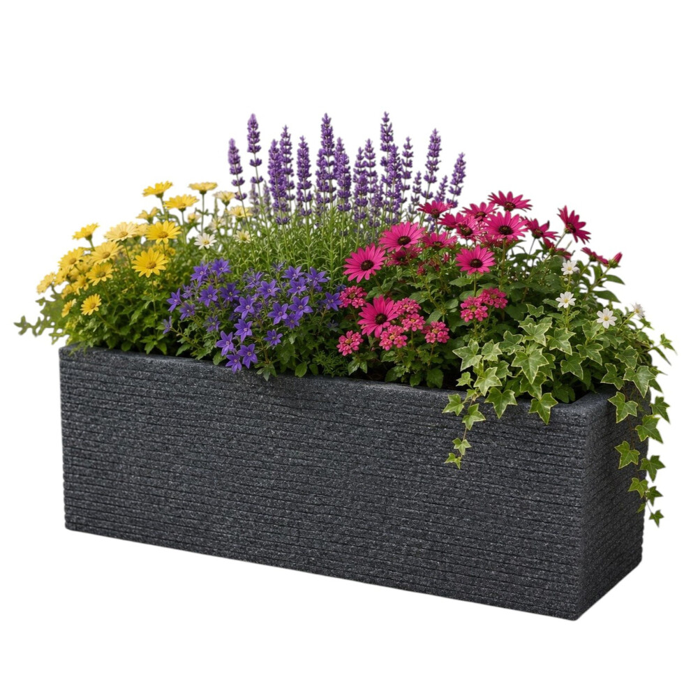 Strata Slate Brick Effect Trough Planter Ash Plastic 60Cm Grey