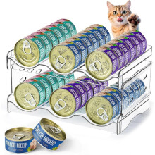 2 Layers Cat Food Can Organizer, Transparent Cat Food Storage Container Holds 36 (3.5oz) Cans, Canned Food Organizer and Storage for Countertop Kitche