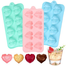 3 Packs Heart Shaped Silicone Molds, Nonstick Heart Chocolate Muffin Molds for Christmas Valentine's Day Candy, Brownies, Tartlets, Soaps, Pudding, De