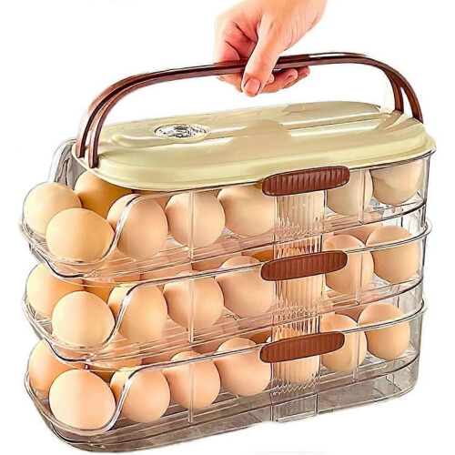 (3layer) Egg Dispenser for Refrigerator, Rolling Egg Organizer, Stackable BPA-Free Egg Container Holds, Fresh Egg Holder for Countertop Storage