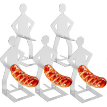 5Pcs Funny BBQ Hot Dog Holders, Reusable Stainless Steel Sausage Roaster Man Shape Stand Sticks, Barbecue Hot Dog Cookers Rack Grill Accessories