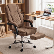 (Grey) HOMCOM Executive Office Chair, Desk Chair with Massage and Heat
