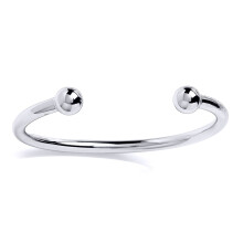 Jewelco London Mens Rhodium Plated Sterling Silver Classic Polished Torque Bangle Bracelet 5mm 10mm Balls - GVG131