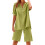Women's linen two-piece set: button-down-Army Green XXL 1