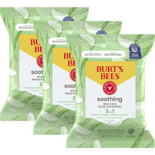 Burt's Bees Soothing, Fragrance Free Facial Towelettes for Sensitive Skin, Aloe Vera, 100% Plant Based Cloths; 30 Ct, Pack of 3