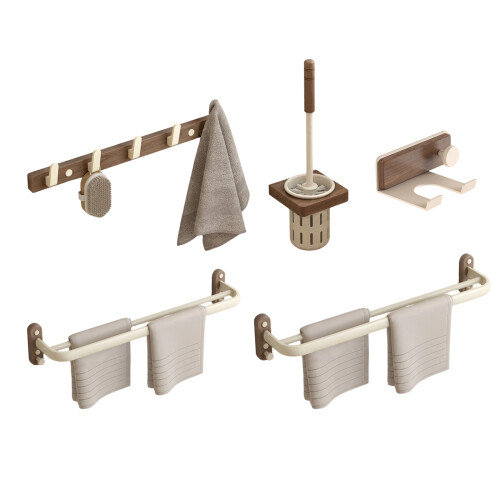Waterproof Solid Wood Bathroom Towel Rack Wall Mounted Shelf-5 1