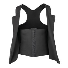 (S) Men's Zipper Waist Trainer Trimmer Vest Sweat Compression Tank Top Shapewear