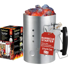 BBQ Coal Starter 19 x 27cm Charcoal Starter Chimney Heavy Duty Steel Barbecue Chimney Starter with Heat Insulated Handle Fast 20 Minute Ignition