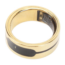 Smart Ring Fitness Tracker Long Standby Touch Control Health Tracker Ring Sleep Body Temperature Step Count Golden Size 12 21.5mm / 0.8in ID