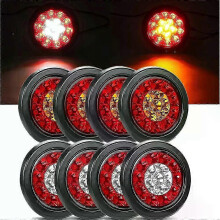 LED Side Marker Lamps for Trucks, 4PCS Round 12V/24V Brake and Tail Lights