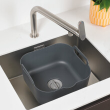 ReBorn Recycled Washing Up Bowl - Dark Grey Kitchen Dish Wash & Drain - 9 Litres Capacity - Made in the UK