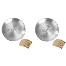 Decorative Metal Storage Tray with Pentagram and Moon Pattern for Tarot Jewelry & Ritual Decoration