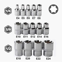 14PCS Female E Star Torx Socket Set (E4-E24) for European Market