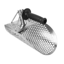 Pelle à sable de plage en acier inoxydable avec manche pour la détection de métaux à tamisage rapide - Outil de recherche de trésors