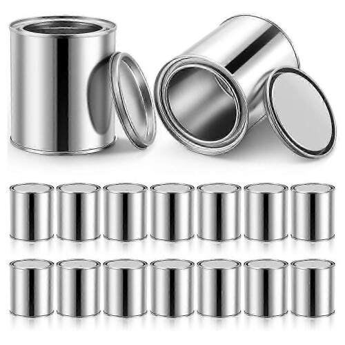 16-Pack 0.84 Pint Unlined Empty Metal Paint Cans with Lids-Multipurpose Small Paint Pails