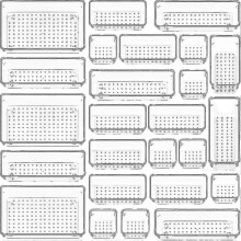 Ensemble de 25 organisateurs de tiroirs en plastique transparent de 4 tailles pour salle de bain et coiffeuse (ls)