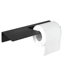 Adhesive Wall-Mount Black Toilet Paper Holder for Most Roll Paper Sizes