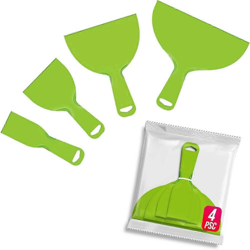 4 Pack Large Flexible Plastic Putty Knife-Paint, Wallpaper & Spackling Scraper Tool