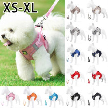 (XL, Reflective Strips: Red) Small Dog Harness Leash Set No Pull Soft Mesh Pet Dog Reflective Vest Lead Puppy