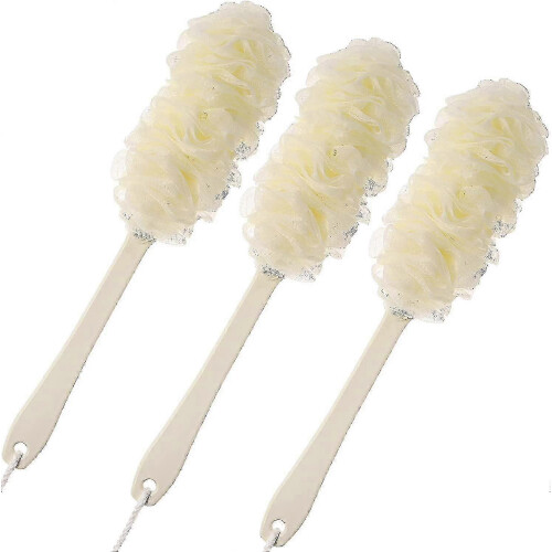 Cepillo de ducha de malla de nailon suave con mango largo