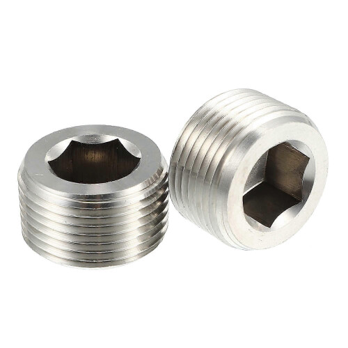 2 pieces 3/4 inch NPT stainless steel hexagon socket countersunk head external thread pipe plug car plug silver tone