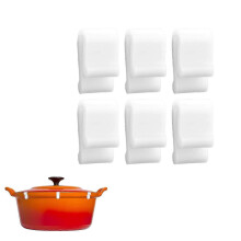 (6pcs, white) 2025 Dutch Oven Lid Protector Clips for Le Creuset, Staub & Tramontina Cast Iron Pots - Prevents Chipping & Scratching
