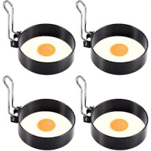 4 antihaftbeschichtete Eierringe aus Edelstahl für Spiegeleier, pochierte Eier und Mini-Pfannkuchen