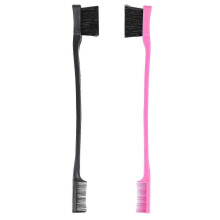 Double Sided Edge Control Hair Brush Comb Combo Pack 2 Pieces Pink and Black