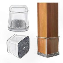 (S ( Fit 20-25 mm ), transparent) 32Pcs Square Chair Leg Floor Protectors, Felt Furniture Pads for Hardwood Floors, No Scratches and Noise Reduction