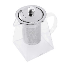 550ml glass teapot with infuser, square shape for tea brewing