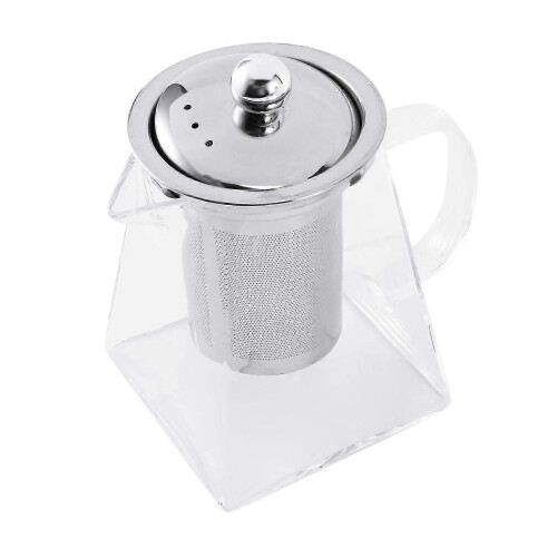 550ml glass teapot with infuser, square shape for tea brewing