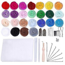 Felting tools kit for beginners 25 colors wool roving 2g each needle felting