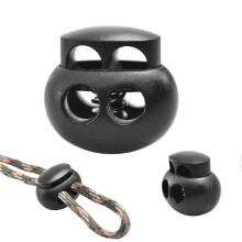25 stuks plastic ronde kogelveerstoppers met dubbel gat voor trekkoorden, lanyards en paracord