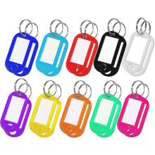 Writable Plastic Key Rings: 20 Key Tags, 10 Colors for House Keys, Luggage, Pet Name Tags