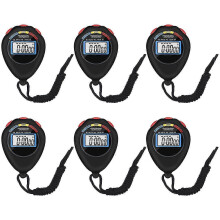 Confezione da 6 cronometri digitali elettronici multifunzione per sport, con ampio display, data, ora e funzione sveglia (nero)