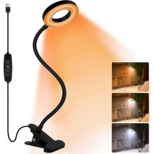 Eye care reading light for study, clip on amber lamp