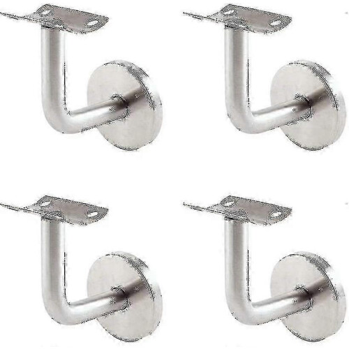 Wall Mount Handrail Bracket for Interior Stair Railing, 4-Piece Silver Set