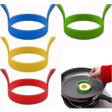 Lot de 4 cercles à œufs en silicone, 7,9 cm, antiadhésifs, pour la cuisson des œufs et des crêpes. Moule rond pour œufs au plat parfaits.