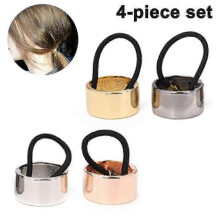 Gold Metal Circle Ponytail Holder Hair Ties-4 Pcs