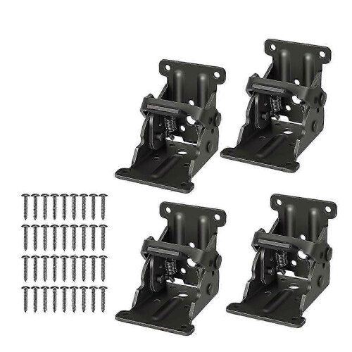 4 Pack Folding Brackets, Self-Lock Hinge with Screws for Legs, Lock Extension Support Bracket Bed L
