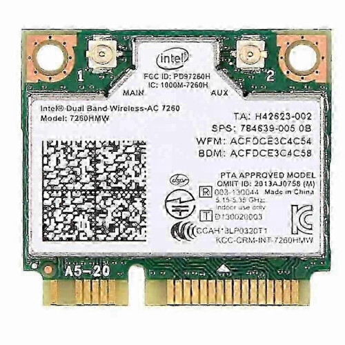 867 Mbit/s Mini PCI-E-kaart, Intel 7260 AC voor desktopcomputers