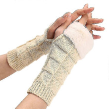 Outdoor Flap Half-finger Gloves Breaable Woolen Fluffy Design For Cold Weaer Outdoor Cycling