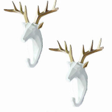 Perforatrice dessin cerf doré - crochets porte-manteaux blancs en forme de clé (2 pièces) offerts