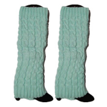Calentadores de piernas de punto trenzado de color liso para mujer, cálidos para invierno. Calcetines largos de punto de ganchillo.