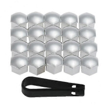 Universele 17 mm zilverkleurige wielmoerdoppen, 4x20 stuks wielmoerdoppen/schroefbeschermers