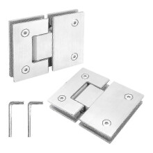 Brushed Nickel 2 Pack 180 Degree Frameless Glass Shower Door Hinges, Heavy Duty