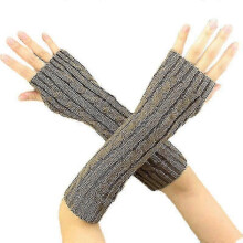 Womens Fingerless Long Gloves Mittens Plain Half Finger