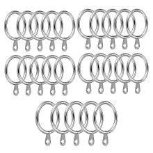 24er-Pack Metall-Gardinenringe, ?sen mit 30 mm Innendurchmesser f??r Gardinenstangen und Vorh?nge, Sil