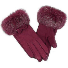 Women's winter gloves with puffy cuffs and wool lining insulation screen touch gloves